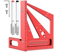 Bosiyrggrl Regla de Medición Multiángulo 3D con 2 Marcadores, Escuadra de Carpintería de Aleación de Aluminio de 22,5 A 90 Grados, Regla de Línea de Dibujo