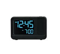 Bosiyrggrl Reloj Despertador Digital Multifunción con Proyector, Pantalla LCD Electrónica, Despertador de Mesita de Noche, Despertador Silencioso, Color Negro.