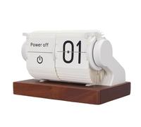 Bosiyrggrl Reloj Mecánico Vintage con Función de Volteo, A Pilas, Automático, con Base de Madera, para Sala de Estar, Oficina, Color