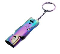 Bosiyrggrl Silbato de Acero Inoxidable de Doble Tubo, Salvavidas, de Emergencia SOS para Exteriores, Supervivencia, Senderismo, Camping, de Color