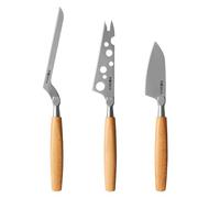 BOSKA Amigo - Juego de 3 cuchillos de queso para cualquier queso, mango ergonómico, acero inoxidable de alta calidad, madera de haya, antiadherente gracias al tratamiento BSF™
