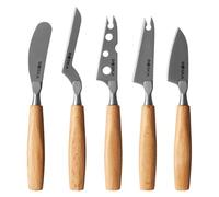 Boska Amigo - Juego de cuchillos para queso (tamaño pequeño, 5 cuchillos pequeños, para cualquier tipo de queso, mango ergonómico, acero inoxidable de alta calidad, madera de haya, antiadherente, con