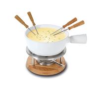 BOSKA Bianco-Juego de Fondue para Queso, Color Plateado, Cerámica, Blanco Marrón Plata, 30 x 22 x 19 cm