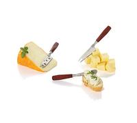 Boska Juego de cuchillos de queso Mini Vienna / 3 cuchillos de queso/para todo tipo de queso/rebanar y cortar en dados/marrón/13,5 cm