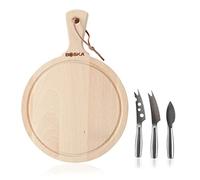 Boska Juego de queso Friends - Tabla de queso redonda con cuchillos de queso - Para cada tipo de queso - Preparar y presentar - Marrón - ⌀ 23 cm