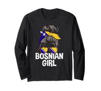 Bosnia Chica Moño De Pelo Desordenado Mujer Bosnia Manga Larga