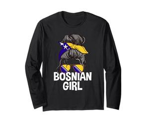 Bosnia Chica Moño De Pelo Desordenado Mujer Bosnia Manga Larga