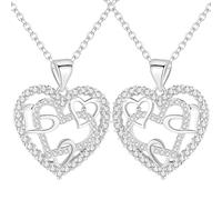 BOSONS Collar de corazones entrelazados para mujer, regalo de joyería de la amistad para mejores amigas (2*Plata)