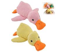 BOSONS The Mellow Dog Calming Duck Dog Toy, 2024 New Stuffed Duck Dog Toy, Cutated Calming Pillow for Dogs, Cute No Stuffing Duck with Soft Squeaker, Dog Stuffed Animals Chew Toy (Yellow+Pink)