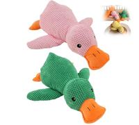 BOSONS The Mellow Dog Calming Duck Dog Toy, 2024 New Stuffed Duck Dog Toy, Cutated Calming Pillow for Dogs, Cute No Stuffing Duck with Soft Squeaker, Dog Stuffed Animals Chew Toy (Green+Pink)