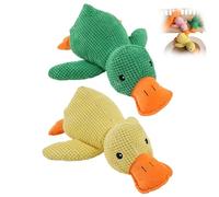 BOSONS The Mellow Dog Calming Duck Dog Toy, 2024 New Stuffed Duck Dog Toy, Cutated Calming Pillow for Dogs, Cute No Stuffing Duck with Soft Squeaker, Dog Stuffed Animals Chew Toy (Yellow+Green)