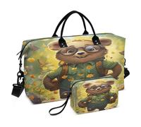 Bosque Amarillo Bolsas de Viaje para Gimnasio, Bolso de Fin de Semana con Bolsa de Aseo para Niñas Hombres Flores De Oso