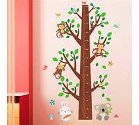 Bosque Animales Mono Conejo Árbol Altura Medida Etiqueta De La Pared Niños Habitación De Los Niños Decoración De La Pared Tatuajes De Arte 3D Poster Mural