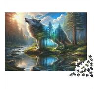Bosque Aullando Lobo Puzzle Mil Piezas para Jóvenes +14 Idea De Regalo Juego De Lógica Polvo Cartón Resistente 38x26cm/1000pcs