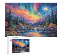 Bosque Aurora Puzzle 1000 Piezas Educativo Infantil Vista Nocturna Aurora Juego De Rompecabezas para Familia DIY Entretenimiento 3D Maquetas Construir Aliviar Estrés 1000 PCS
