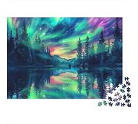 Bosque Auroras boreales Puzzle 1000 Piezas De Cartón Grueso Conjunto De Rompecabezas Anti Estrés Adultos para Día De Lluvia con Niños como Regalo Original 70x50cm/1000pcs