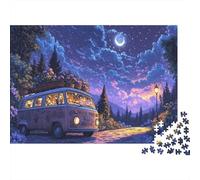 Bosque Cielo Nocturno Coche Clásico Puzzle de 1000 Piezas Papel para Adultos Relajación Hogar Regalo 38x26cm/1000pcs
