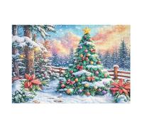 Bosque de árboles de Navidad nevados Rompecabezas 1000 Piezas Cartón para Niños Mayores 14 Años Entretenimiento Casa Terapia Relajación Ocio Doméstico Detalle Único Original 1000 PCS