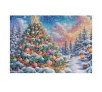 Bosque de árboles de Navidad nevados Rompecabezas 300 Piezas Cartón para Niños Mayores 14 Años Tiempo Libre Actividad Antiestrés Más Vendido Detalle Único Original 300 PCS