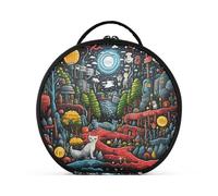 Bosque De Arte Abstracto A La Luz De La Luna Bolsa de Maquillaje Organizador de Circular Cosméticos Bolsas Creatividad con Divisor Ajustable para Mujeres