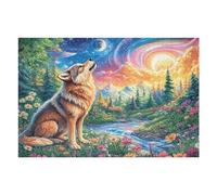 Bosque de Atardecer de Lobo Puzzle 1000 Piezas Obra De Arte Familiar Coleccionable Rompecabezas 3D para Hombres Y Mujeres Juguete Educativo Desafío Intelectual 1000 PCS
