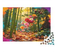 Bosque de Bambú Flores Puzzle de 1000 Piezas para Adultos Material Papel Naturaleza Colorida Relajación Atención Regalo Familiar 70x50cm/1000pcs
