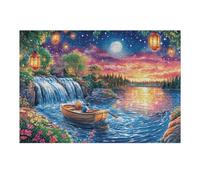 Bosque de Cascada en Galaxia Puzzle 300 Piezas Obra De Arte 3D Rompecabezas para Hombres Y Mujeres Desafío Intelectual Estera Portátil DIY Moderno 300 PCS