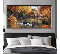Bosque de Cuento de Hadas Diamond Painting Kit Completo 120x50 cm, 5D Square Diamond Painting Cisne Grande Pintura de Diamante Cuadrado Pintar con Diamantes Manualidades, Decoración de Pared (WL307)