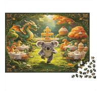 Bosque de Cuento Koala Puzzle de 1000 Piezas Juego de Puzzle 1000 Piezas para Adultos Escenario de Té Familia Relajación Concentración Decoración Regalo 52x38cm/1000pcs