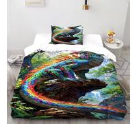 Bosque de Dragones Funda Nórdica Algodon 2 Piezas 3D Impresa Magic ForestCreature con Funda Almohada Single（135x200cm） 100% Microfibra Juego De Cama para para Niñosy Hombres