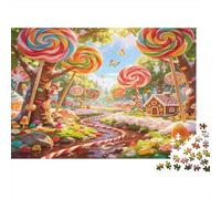 Bosque de Fantasía de Caramelos Puzzle de 1000 Piezas Papel para Adultos Casa de Cuento de Hadas Colores Vivos Relajación Ocio Familiar Decoración Regalo 52x38cm/1000pcs