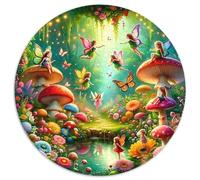 Bosque de Hadas Puzzle de 1000 Piezas Redondo Cartón Puzzle para Adultos Mundo Fantástico de Setas