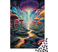 Bosque de Hongos Gigantes Fantasía Puzzle de 1000 Piezas Papel para Adultos Escena Psicodélica Juego de Puzzle 1000 Piezas Familia Regalo Relajación Decoración 38x26cm/1000pcs