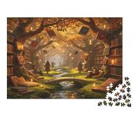 Bosque de Libros Fantástico Puzzle para Adultos Puzzle de 1000 Piezas Papel Juego de Puzzle Biblioteca Mágica Relajación Atención Regalo Familiar Decoración Hogar 52x38cm/1000pcs