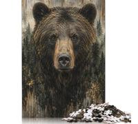 Bosque de pinos del Oso Pardo Rompecabezas de Madera 300 Piezas
