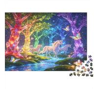 Bosque de Unicornios Fantasía Puzzle de 1000 Piezas Papel para Adultos Estilo Cuento Arcoíris Juego de Puzzle 1000 Piezas Relajación Hogar 38x26cm/1000pcs