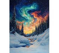 Bosque Diamond Painting, Paisaje Diamond Painting Adultos, 5D Pintura Diamante NiñOs, Full Drill círculo Cristal Gem Conjunto De ArtesaníA Principiantes, Decoracion Navidad Interior 90x120cm 0U-983