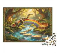 Bosque Encantado Arco Iris Puzzle de 1000 Piezas Papel para Adultos Río Mágico Escena Juego de Puzzle 1000 Piezas Relajación Familia Decoración 70x50cm/1000pcs