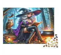Bosque Encantado Bruja Rompecabezas 1000 Piezas Papel Adultos Educativo Puzzle de Papel Bruja Decoración para Pared Regalo 52x38cm/1000pcs