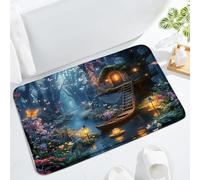 Bosque Encantado De Primavera, Jardín De Cuento De Hadas, Río, Mariposa, Escena Natural, Femenino Felpudo De Entrada Suave Alfombra Baño Absorbente Alfombrilla De Baño para Puerta Ducha 40X60Cm