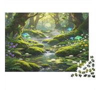 Bosque Encantado Puzzle de 1000 Piezas Papel Puzzle para Adultos Escena de Arroyo Luminoso Puzzle para Toda la Familia Relajación Decoración Regalo 38x26cm/1000pcs