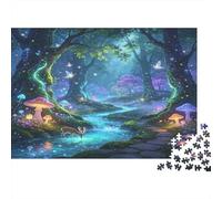 Bosque Encantado Río Puzzle de 1000 Piezas Cartón para Adultos Escena Nocturna Mística Juego de Puzzle 1000 Piezas Relajación Decoración Hogar Regalo 38x26cm/1000pcs