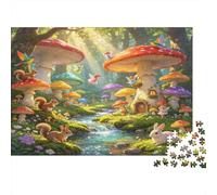 Bosque Encantado Seta Puzzle de 1000 Piezas Papel para Adultos Mundo Animal Mágico Relajante Decoración Regalo Familiar 70x50cm/1000pcs