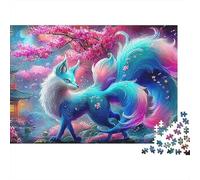 Bosque fantasía Sturdy Cardboard DIY El Arte de la Zorra de Nueve Colas Jigsaw Puzzle for Adults Kids Educational Development for Birthday Holiday Puzzle Fans 38x26cm/1000pcs