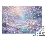 Bosque Fantasía Unicornios Puzzle de 1000 Piezas Papel Puzzle para Adultos Escena Mágica de Cuento Relajante Decoración Familiar Regalo 52x38cm/1000pcs