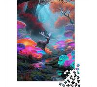 Bosque Fantástico Ciervo Puzzle de 1000 Piezas Papel para Adultos Hongos Mágicos Juego de Puzzle 1000 Piezas Relax Hogar 70x50cm/1000pcs