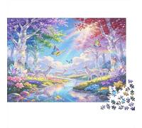 Bosque Fantástico de Unicornios Puzzle de 1000 Piezas Papel Puzzle para Adultos Paisaje de Cuento Relajación Decoración Hogar Regalo 52x38cm/1000pcs