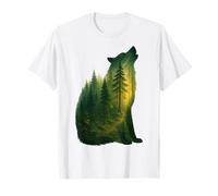 Bosque Lobo Silueta Naturaleza ilustración Camiseta