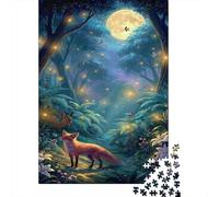 Bosque Luz de Luna Zorro Puzzle de 1000 Piezas Papel para Adultos Escena Nocturna Puzzle para Toda la Familia Decoración Regalo 52x38cm/1000pcs