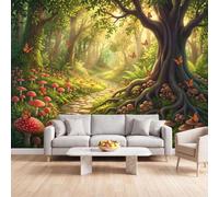 Bosque Mágico Champiñón Mariposa Papel pintado Foto | 300 x 210 cm pared panorámica fantasía naturaleza pared papel pintado oficina salón dormitorio panorámico tapiz